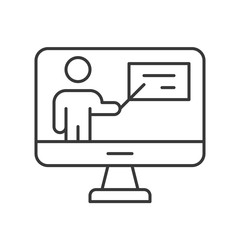 people presentation report on computer desktop screen, webinar or online education concept