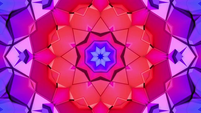 multicolored three-dimensional pattern from star figures slowly moving. abstract kaleidoscope background. 3D rendering