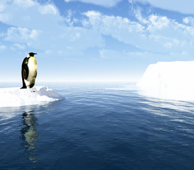 Naklejka na ściany i meble Antarctic penguin on ice