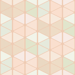 Seamless pattern of rounded triangles forming cubes. Pastel colors
