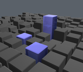 Abstract Cubes Blocks Pattern Background. 3d Render. Blue and black