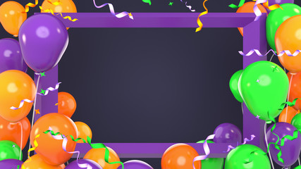 Happy Halloween balloons party. 3d rendering picture.