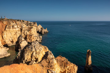 Rock formations at Ponta da Piedade in the evening light