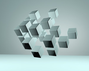Cubes. 3d cubes - Concept of construction