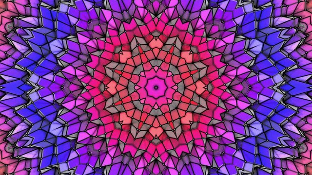 multicolored three-dimensional pattern from star figures slowly moving. abstract kaleidoscope background. 3D rendering