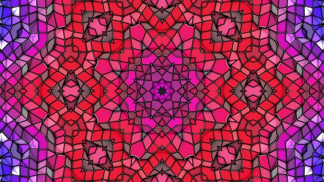 multicolored three-dimensional pattern from star figures slowly moving. abstract kaleidoscope background. 3D rendering