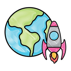 earth planet and rocket