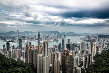 Fototapeta na wymiar Aerial view of Hong Kong Skyline