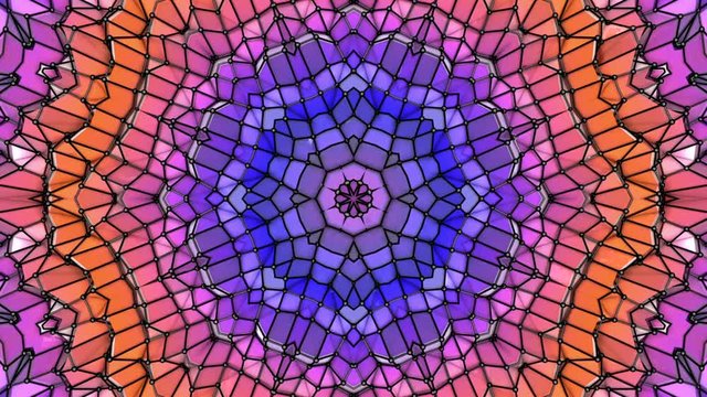 multicolored three-dimensional pattern from star figures slowly moving. abstract kaleidoscope background. 3D rendering