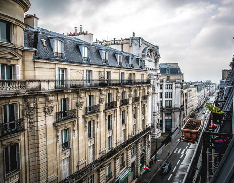 Paris, beautiful building in the center, typical parisian facade