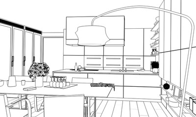 Modern Kitchen Loft (sketch)