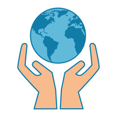 world planet earth with hands protection