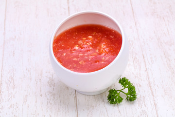 Horseradish sauce in the bowl