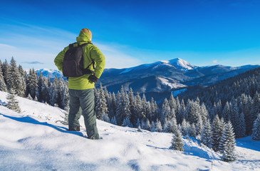 Hiker enjoy the winter