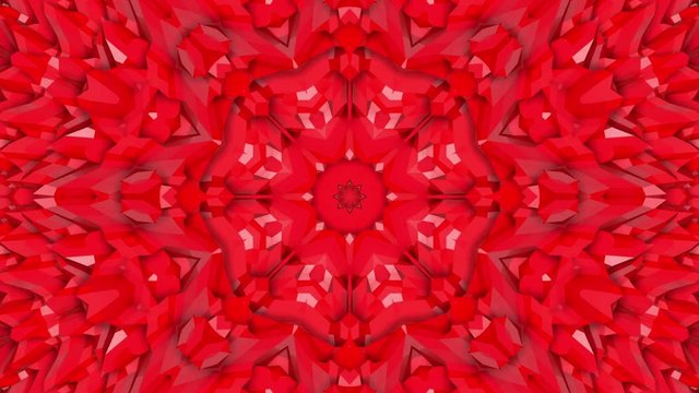 three-dimensional pattern of star figures slowly moving. abstract kaleidoscope background. 3D rendering