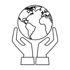 world planet earth with hands protection