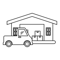 delivery service truck with warehouse