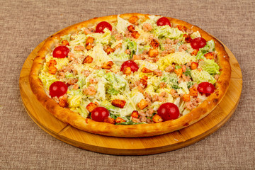 Caesar pizza with prawn