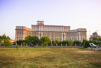 Fototapeta na wymiar Bucharest Parliament building or People's Palace. Romania