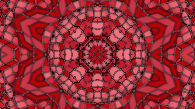 three-dimensional pattern of star figures slowly moving. abstract kaleidoscope background. 3D rendering