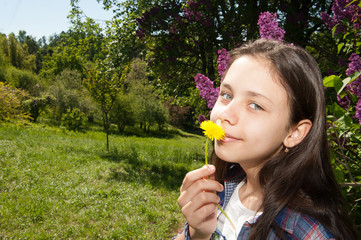 Teen girl on a walk in the park