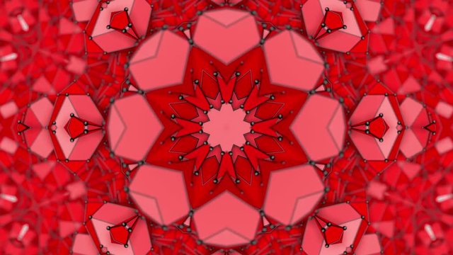three-dimensional pattern of star figures slowly moving. abstract kaleidoscope background. 3D rendering