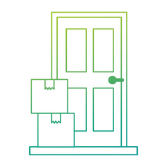 pile packing boxes with door