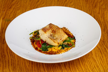 Roasted fish halibut