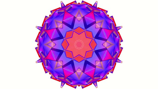 three-dimensional pattern of star figures slowly moving. abstract kaleidoscope background. 3D rendering