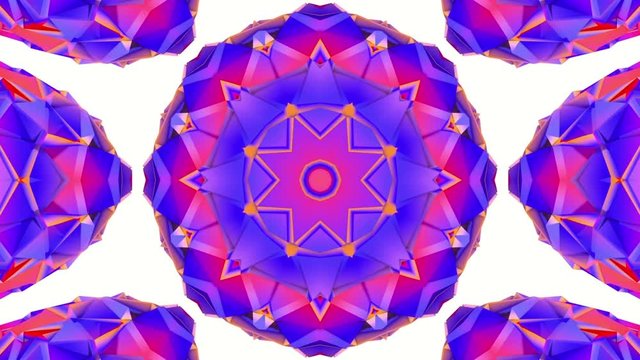 three-dimensional pattern of star figures slowly moving. abstract kaleidoscope background. 3D rendering
