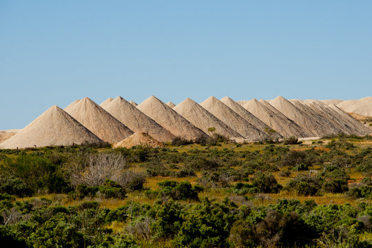 Limestone Gravel Mounds in Quarry