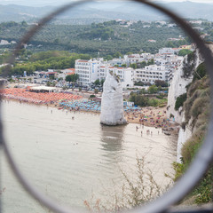 Pizzomunno beach in Vieste, Italian Vacation town in Foggia, Apulia