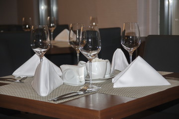 Served table in the restaurant