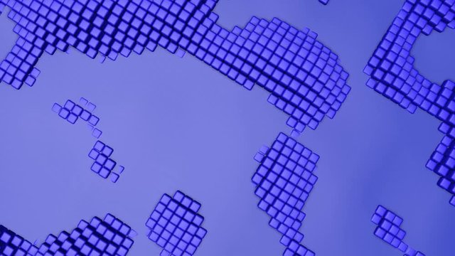 flatness of the blue cubic figures quickly distorts the undulating distortions. abstract background. 3D rendering