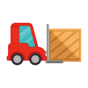 forklift vehicle with boxes