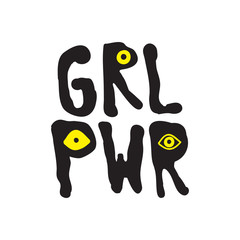 GRL PWR short quote. Girl Power simple cute illustration for print, bag, clothing. Perfect to stick on laptop, phone, wall everywhere. Modern feminist slogan, the latest tattoo trend