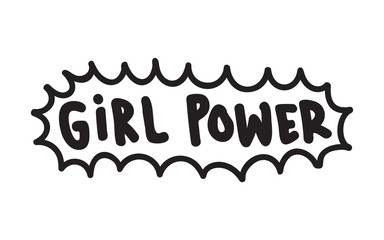 GRL PWR short quote. Girl Power cute hand drawing illustration