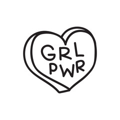 GRL PWR short quote. Girl Power cute hand drawing illustration