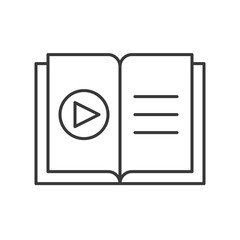play button on book, online education icon concept