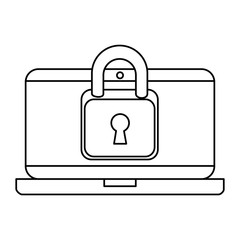laptop computer with padlock