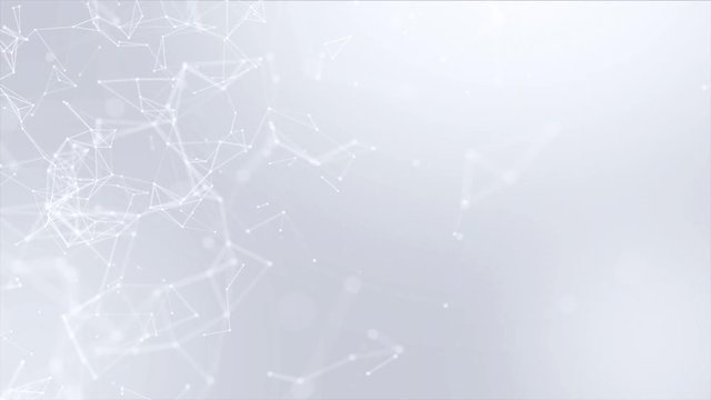 185. Abstract Low poly Molecule And Communication white bright technology Connection structure social mesh Network polygonal background. soft cleans professional business presentation motion