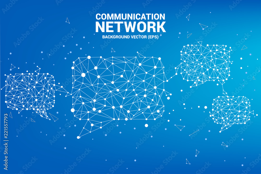 Poster talk bubble icon with dot and line connections. concept of communication network. 