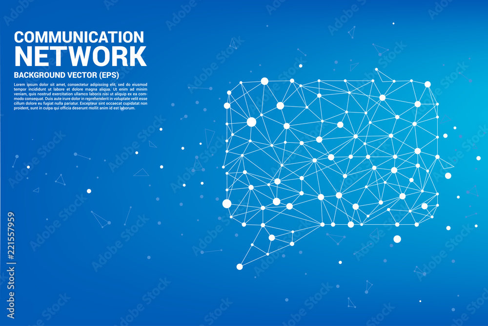 Poster talk bubble icon with dot and line connections. concept of communication network. 