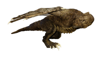 3D Rendering Fantasy Dragon on White