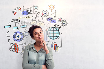 Young African American woman business management