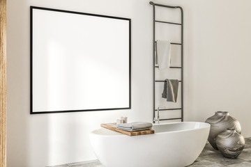 Horizontal mock up poster in luxury spa bathroom
