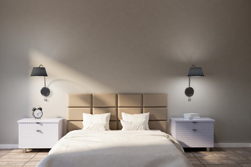 Beige scandinavian bedroom interior