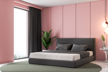 Pink loft bedroom corner, double bed