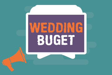 Conceptual hand writing showing Wedding Buget. Business photo showcasing Getting married in an economical way and not breaking the bank.