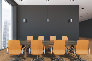Gray modern office meeting room interior